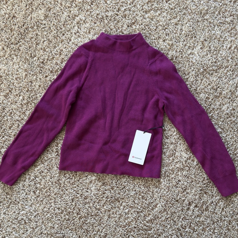 Lululemon Mock Neck Cotton Blend Sweater Magenta Size Small NWT MSRP $118